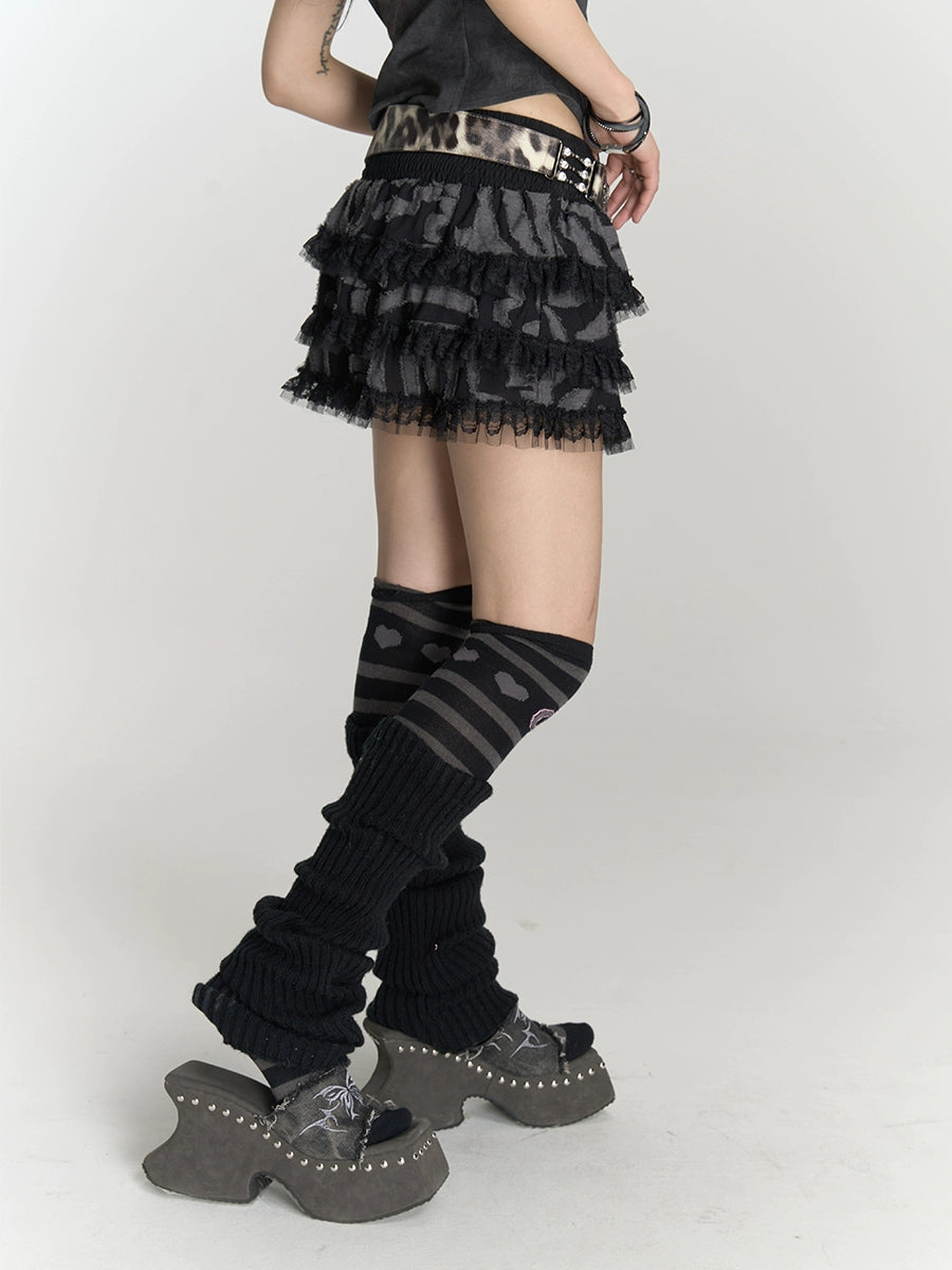 MOMSAYCAN Heavy Industry Versatile Lace Splicing Cake Skirt