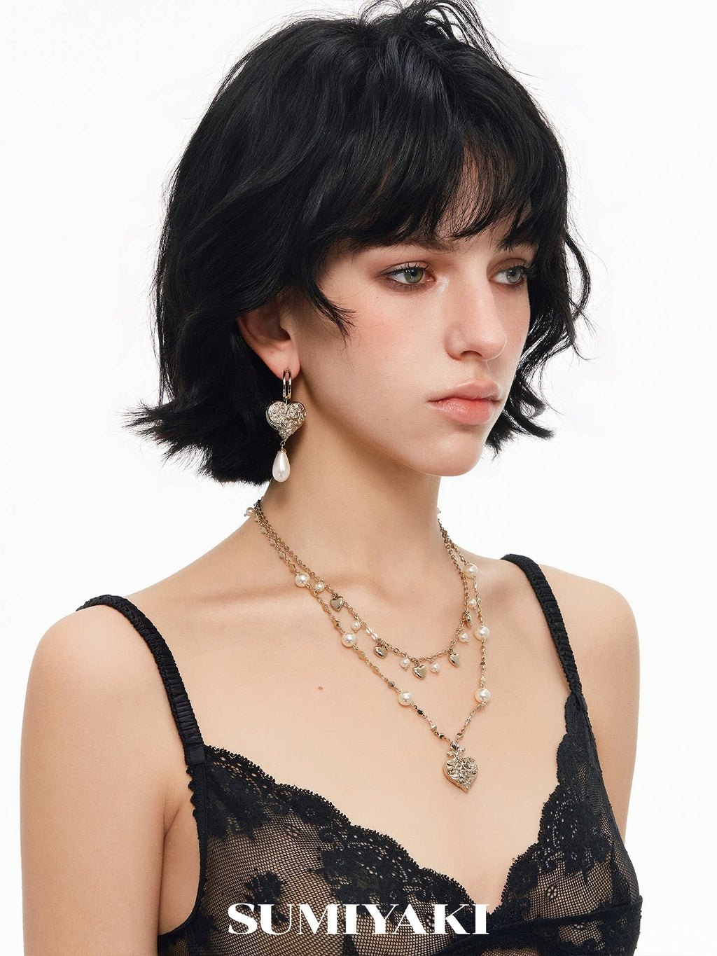 SUMIYAKI Double-sided Relief Love Double-layer Necklace
