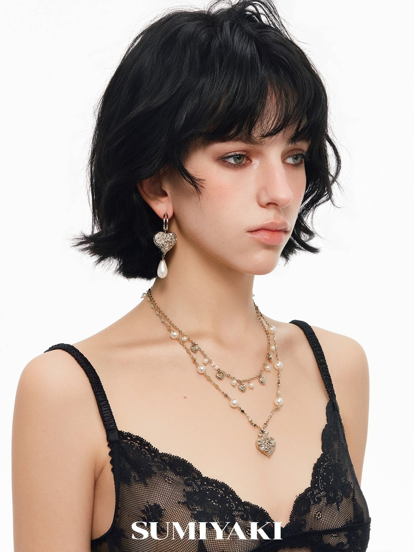 SUMIYAKI Double-sided Relief Love Double-layer Necklace
