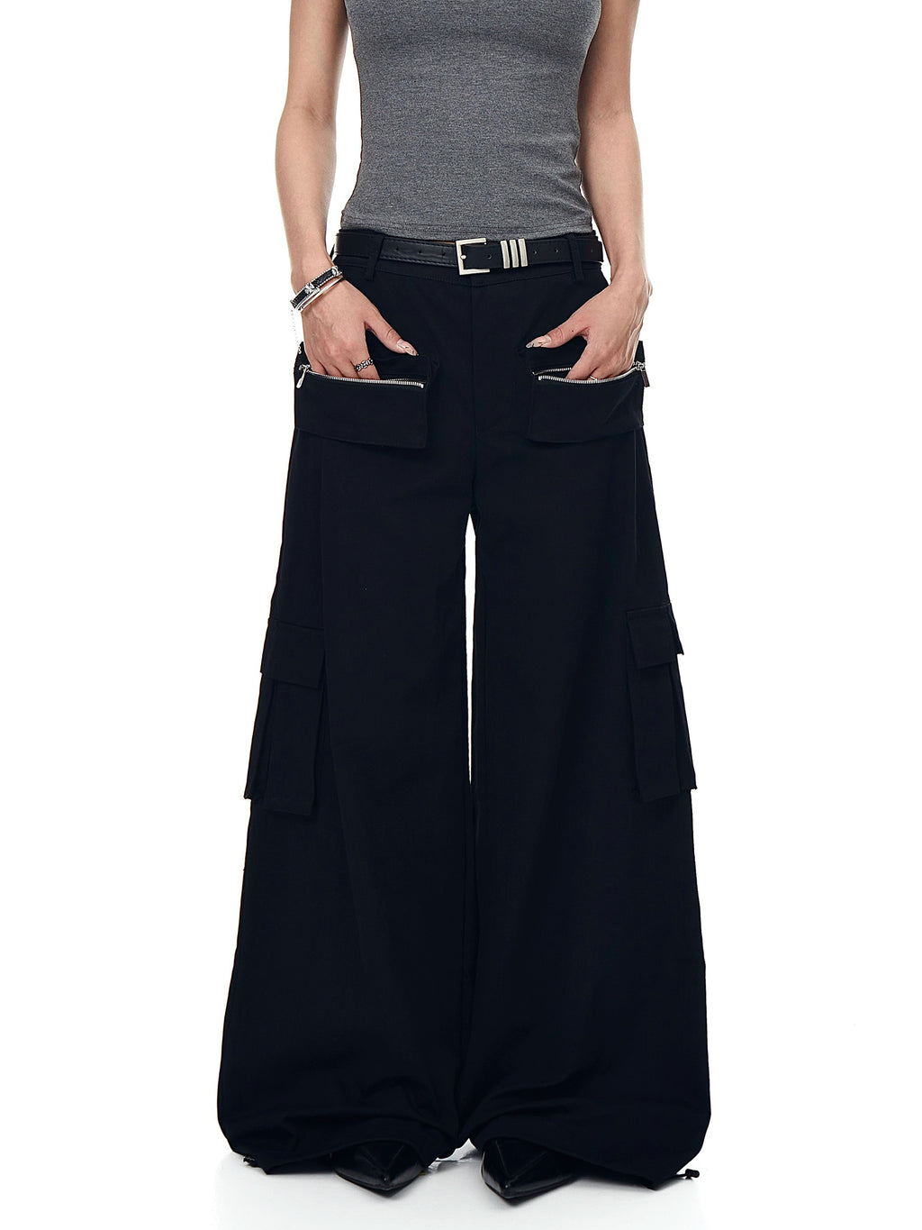 BLACKLISTS Multi-pocket Tooling Loose Wide Leg Floor Mopping Pants