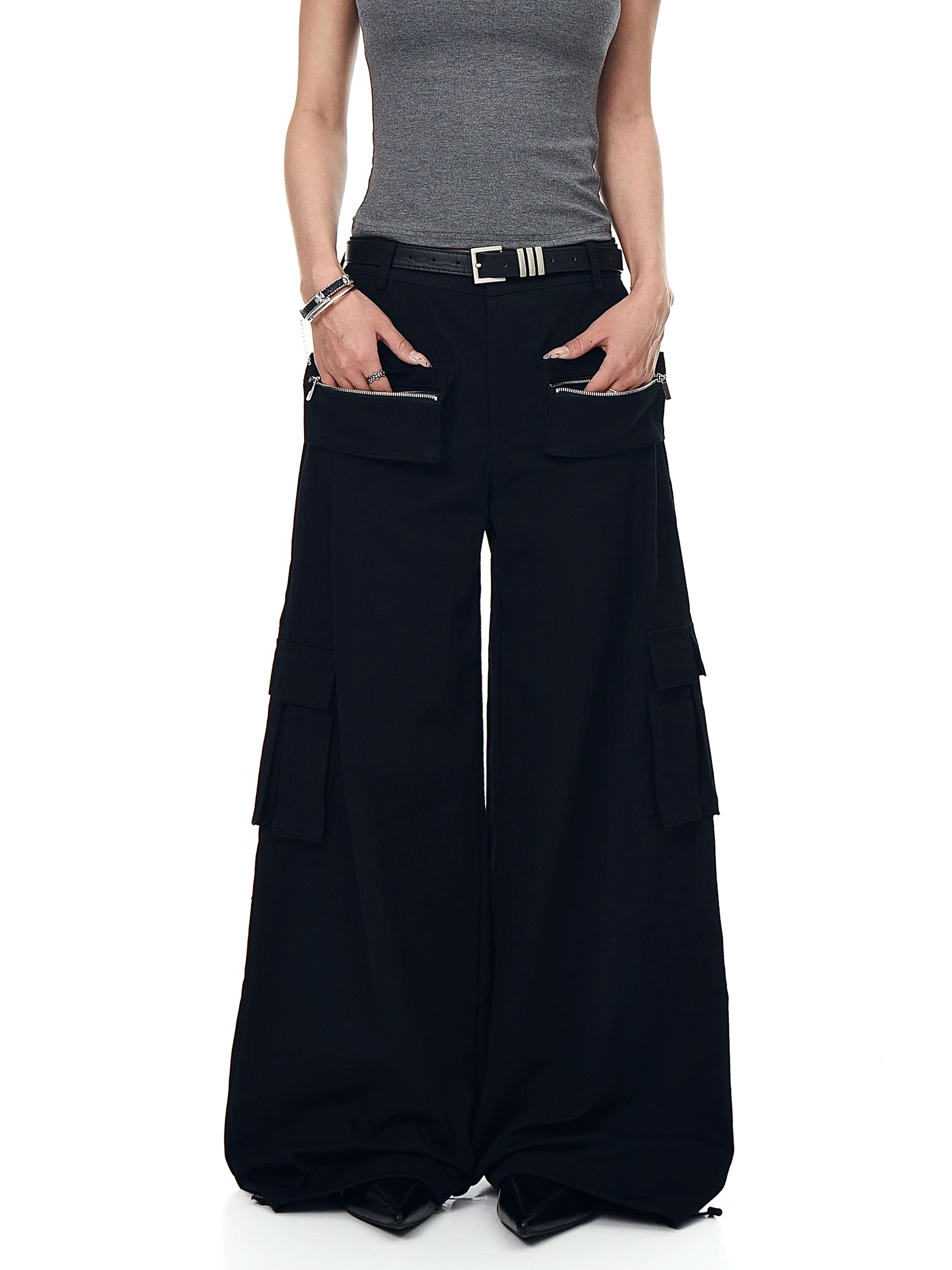 BLACKLISTS Multi-pocket Tooling Loose Wide Leg Floor Mopping Pants