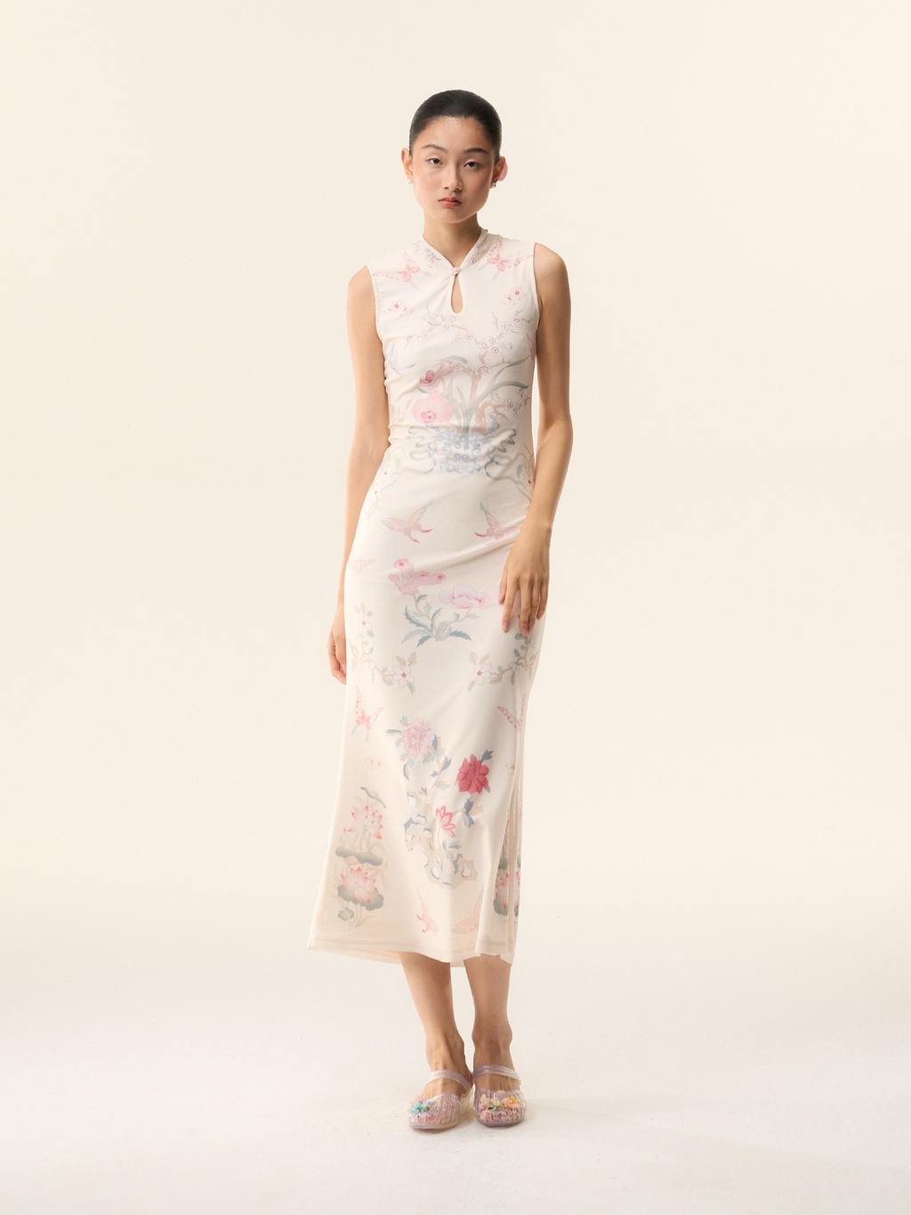 LOUMUTAKU Vase Porcelain Hand-painted Mesh Cheongsam Dress