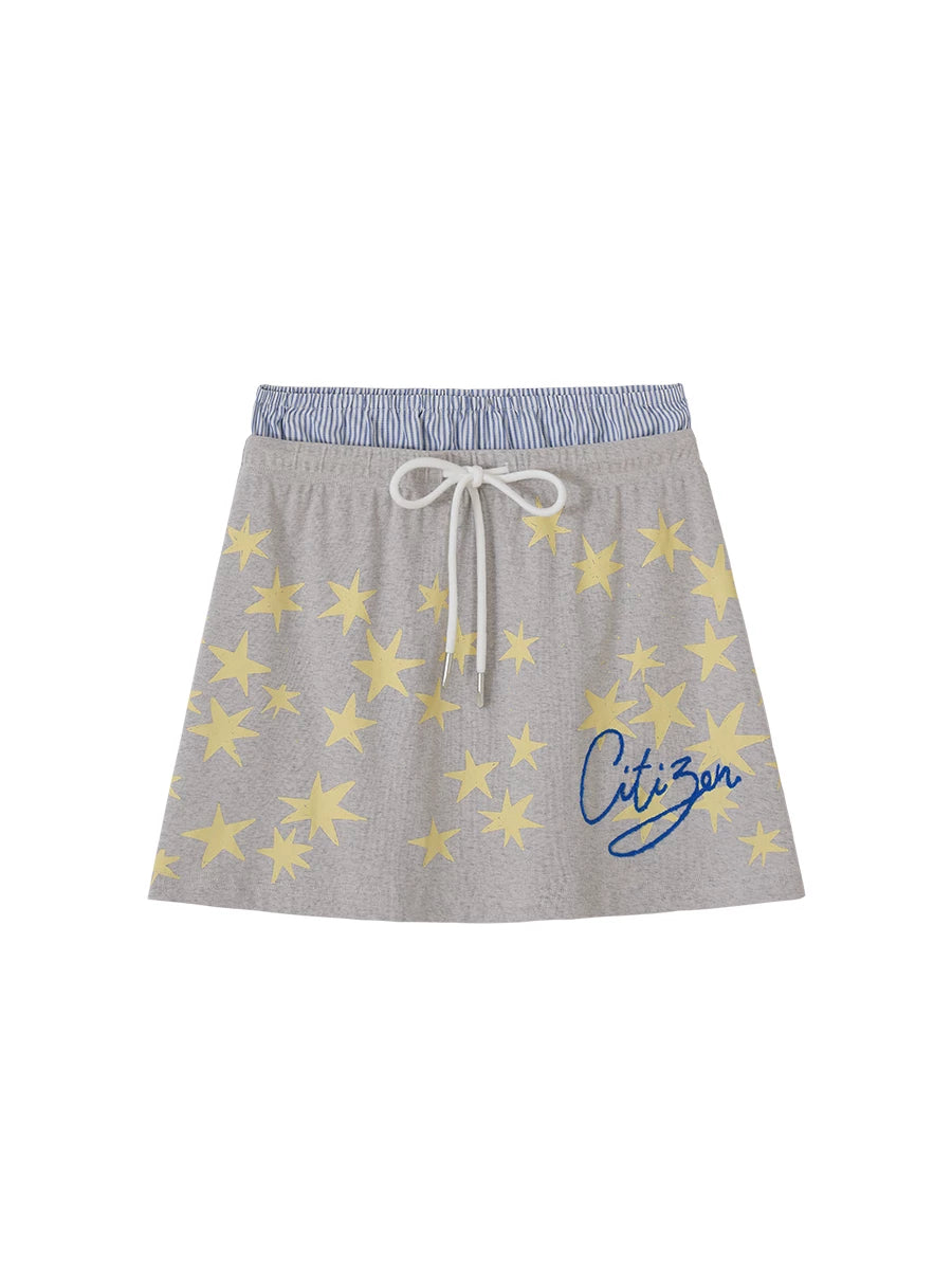 CONP Star Print Casual Sports Skirt