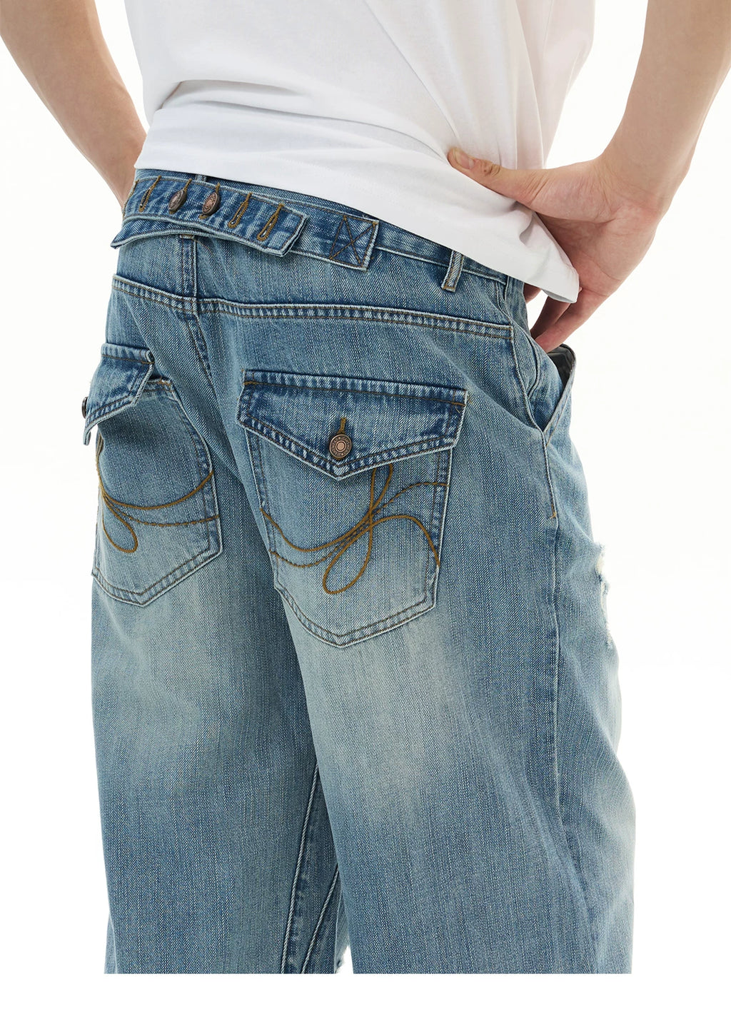 WLNEXT Vintage Ripped Loose Jeans