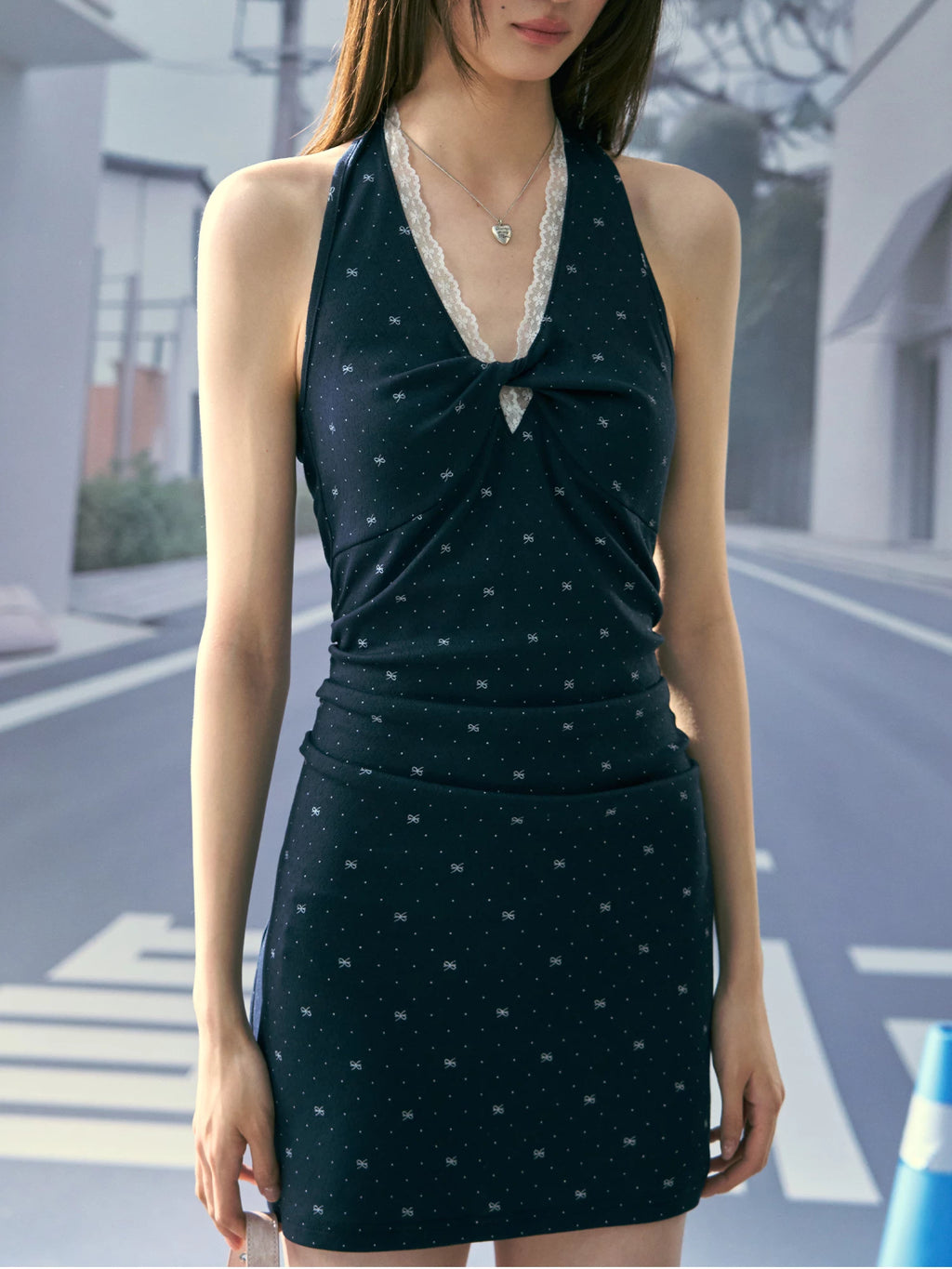 Ablueberry V-neck Floral Waist Neck Sling Dress
