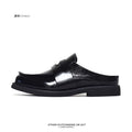 SHENLV STUDIO Glossy One-pedal Casual Leather Slippers