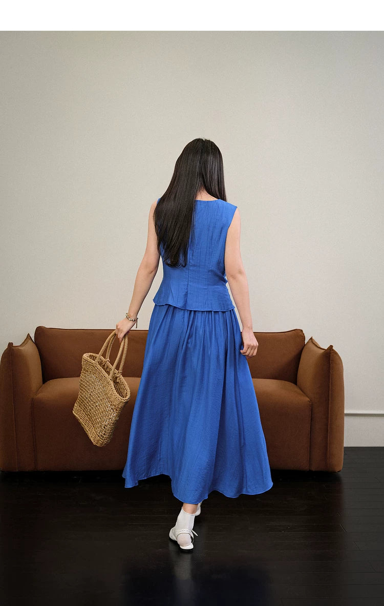 Kuose Fake Two Waist Vest Dress