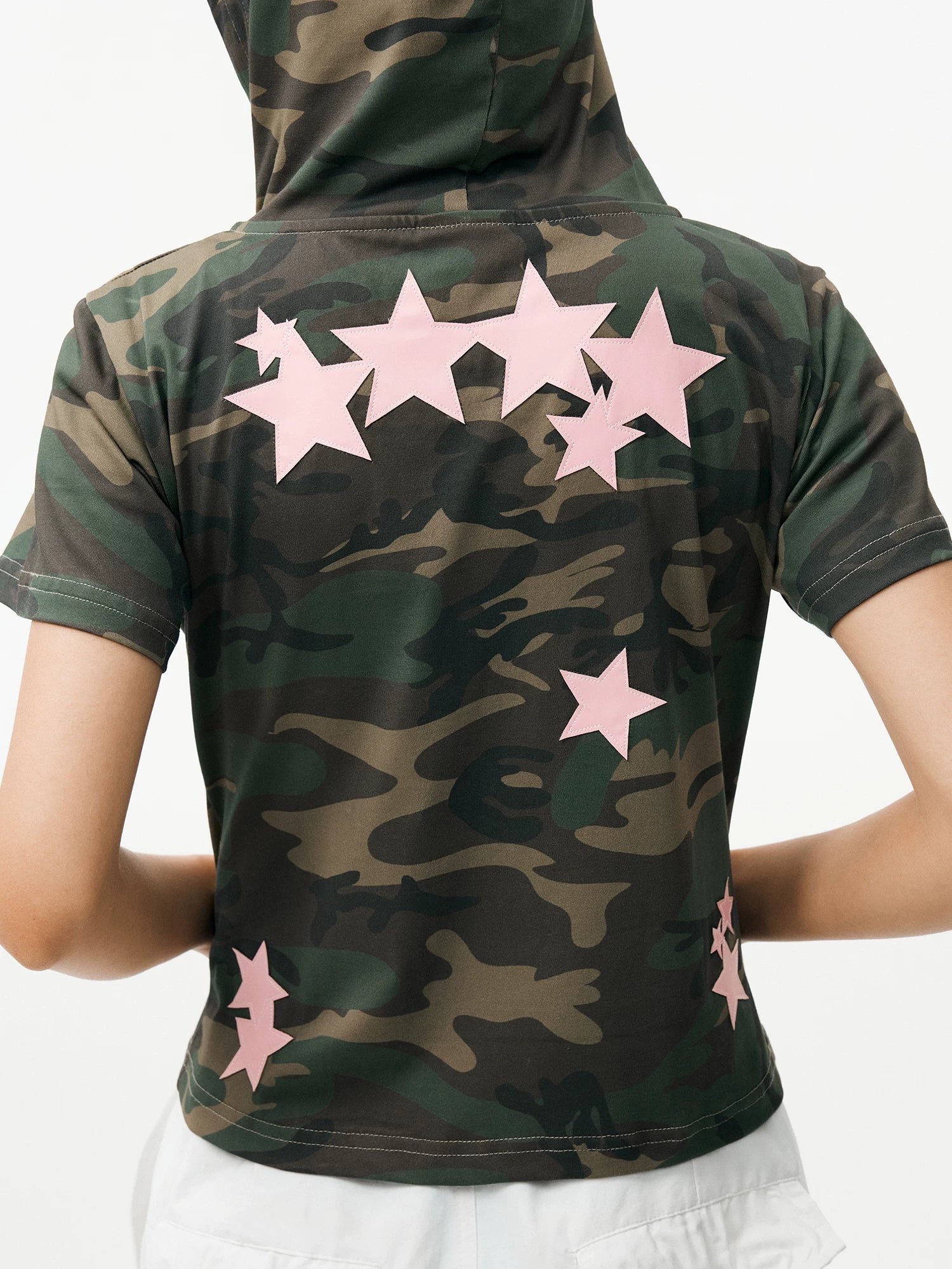 MEDM Camouflage Star Skin Slim-fit Hooded Cardigan