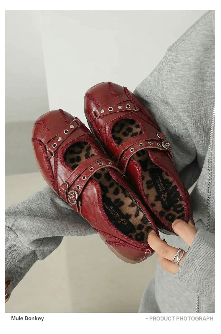 Donkey Retro Rivet Flat Shoes