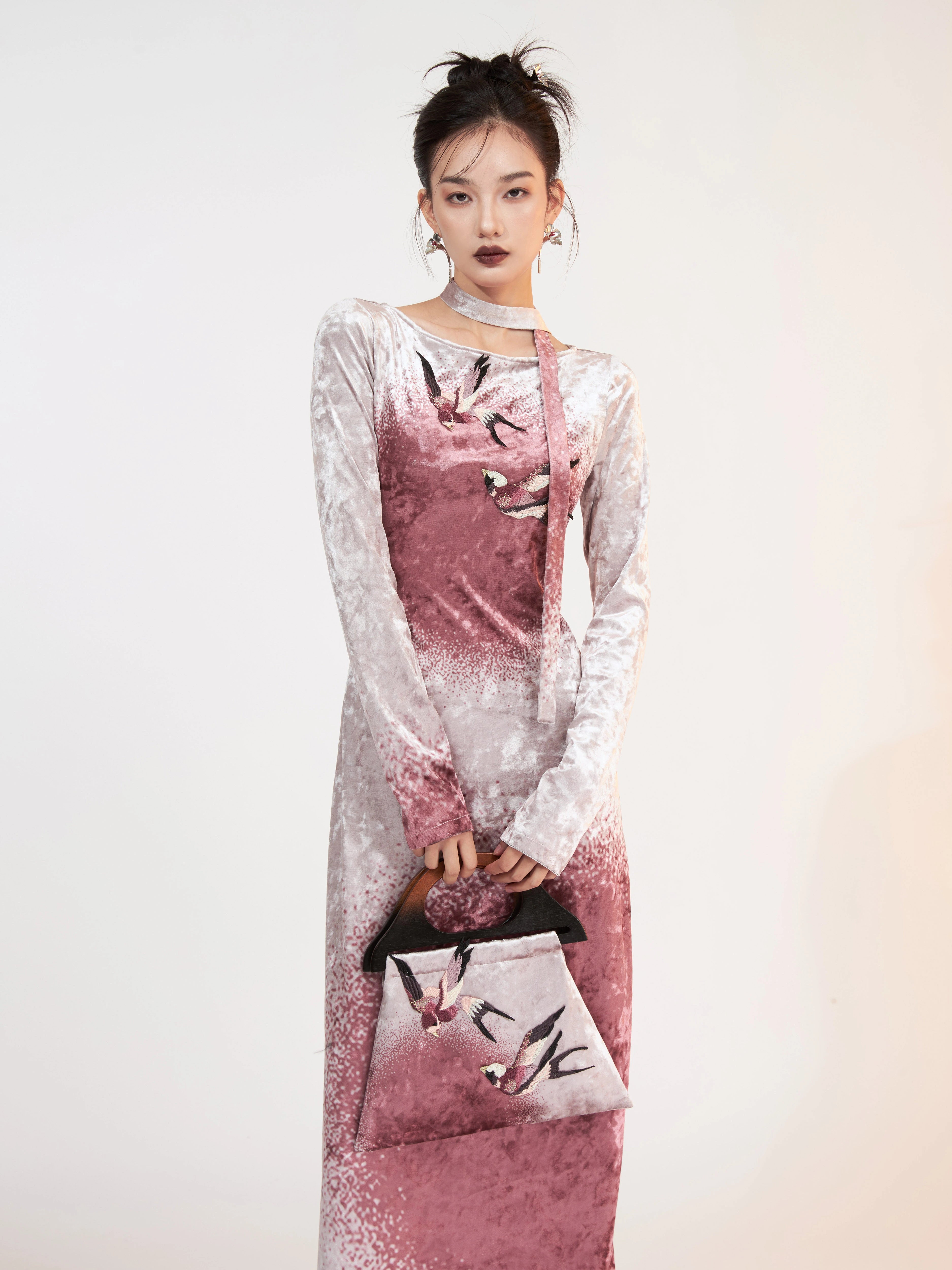 Eidolon Grain Velvet Print Embroidered Handbag