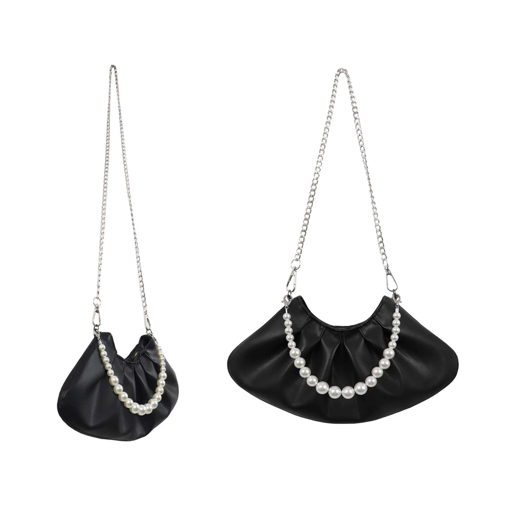 Heelwood Pearl Chain Pleated Messenger Bag