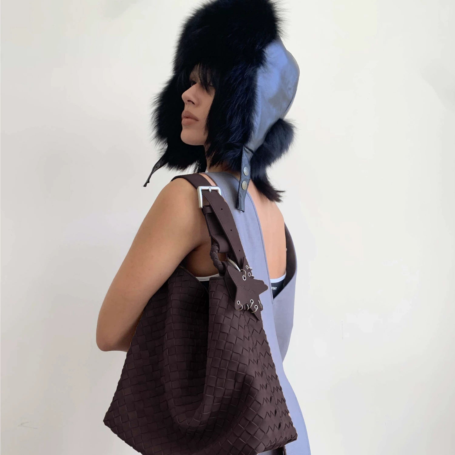 ECODAY Vintage Suede Woven Crossbody Bag