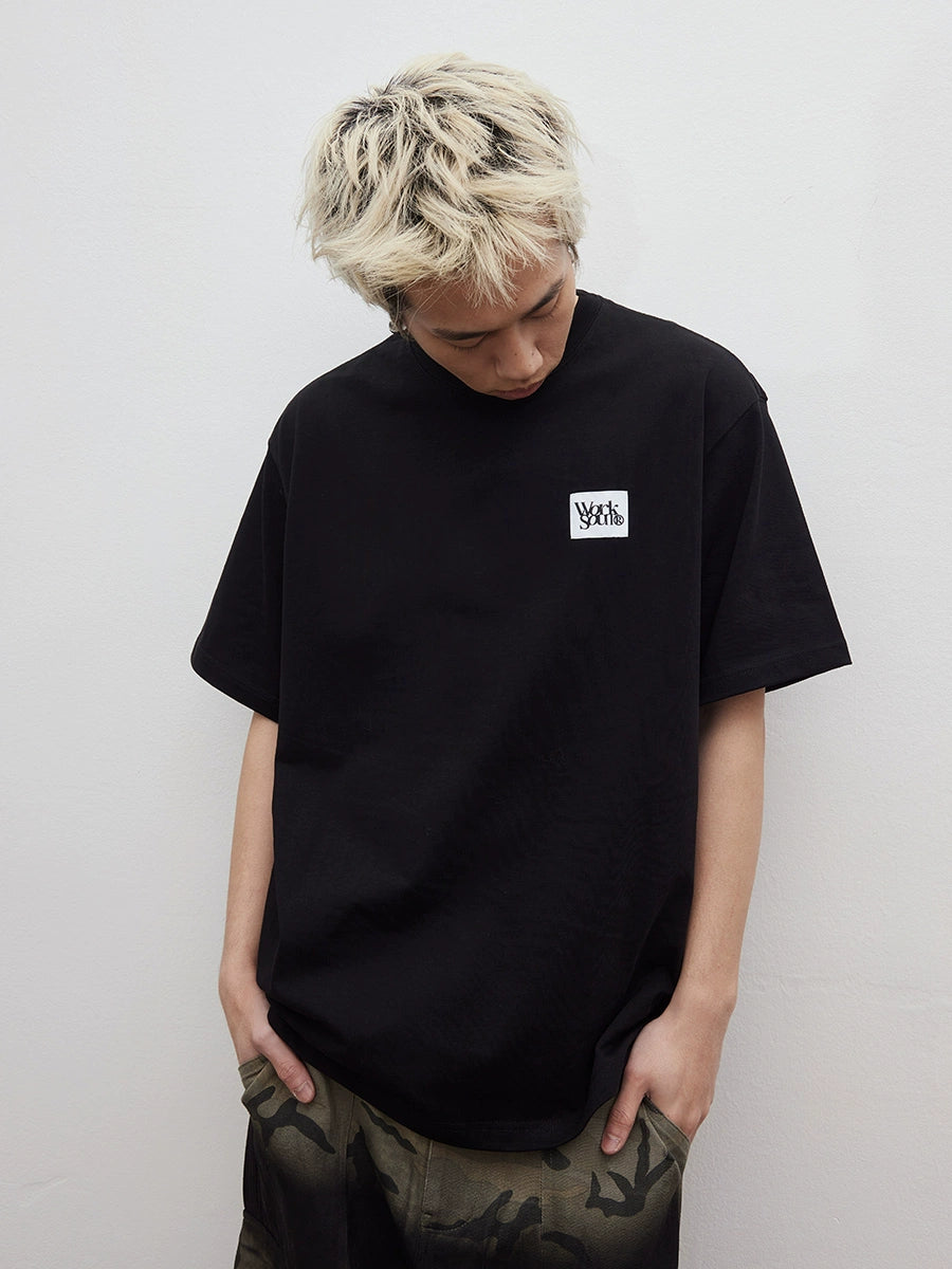 NICEBAD Basic Weaving Label Casual Loose Tee