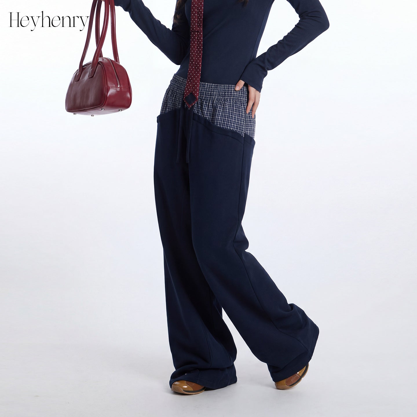 HeyHenry Splicing Sports Wide Leg Sweatpants