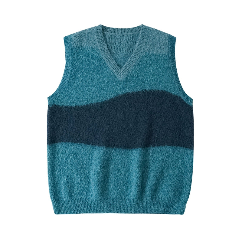 LR MADE Retro Contrasting Color Splicing Short Vest