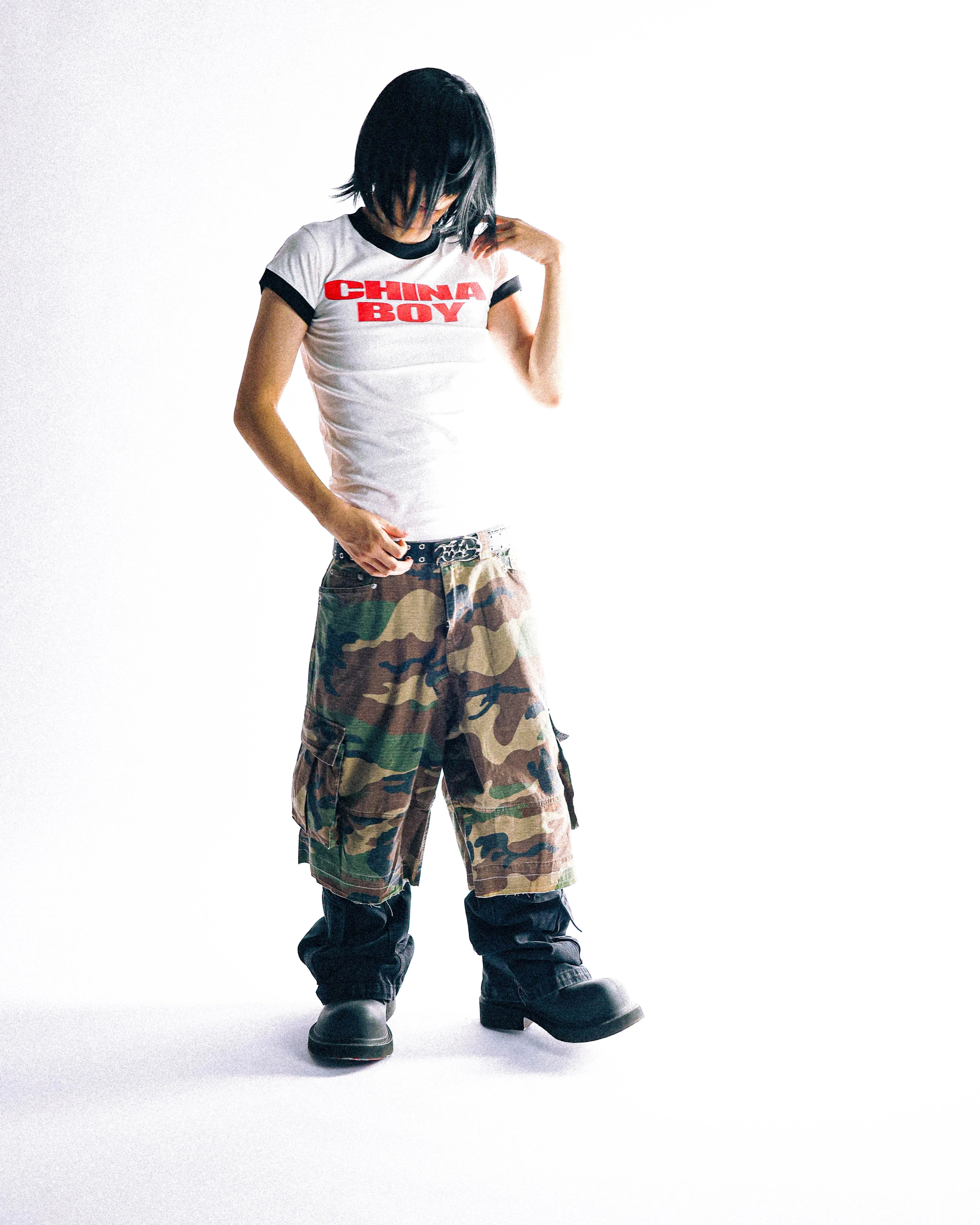 PCCVISION Double-sided Printing Color Matching Contrasting Slim Tee