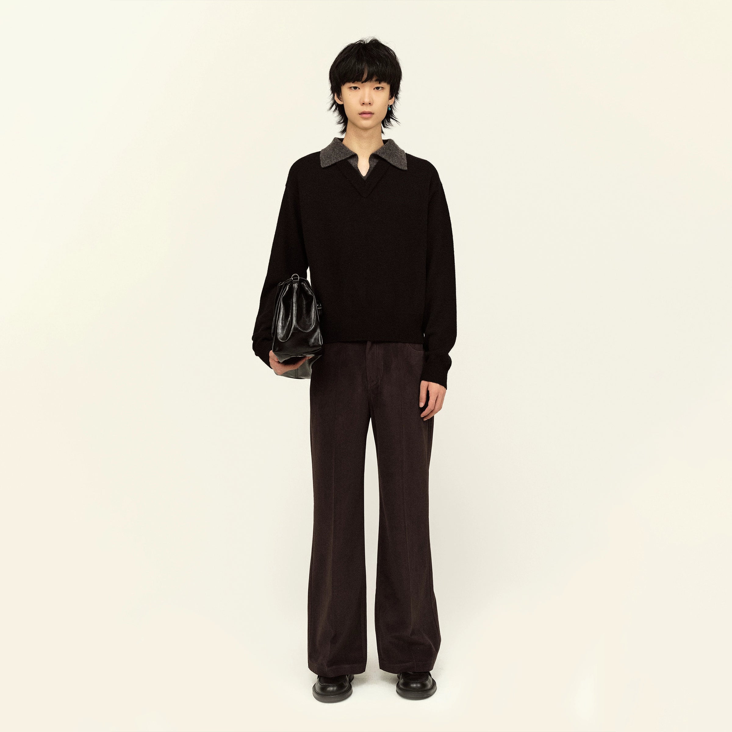 Set for Life V-neck Lapel Color Matching Thin Long-sleeved Sweater