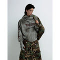 PEOPLESTYLE Dirty Dye Mask Removable Gloves Hooded Sweater
