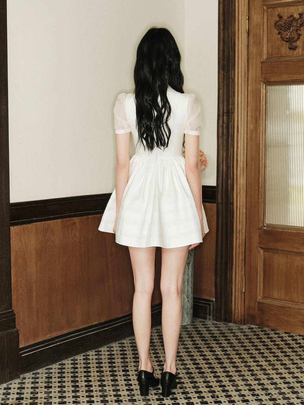 Avenement Crew Neck Temperament Waist Thin Dress