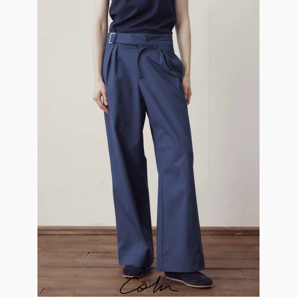 COLN Belt Straight Loose Casual Pants