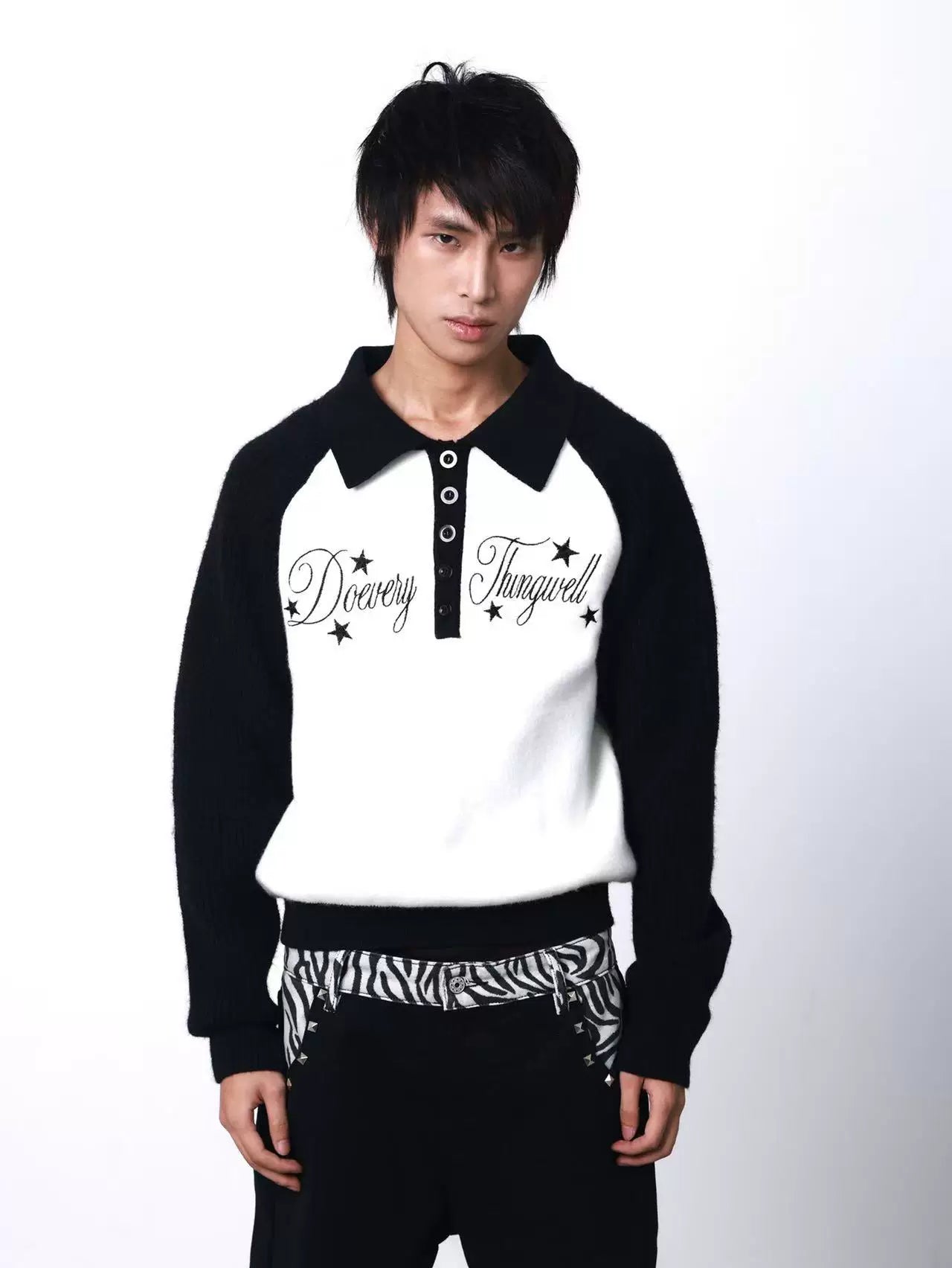 DETW Vintage Contrasting Print Knitted Sweater