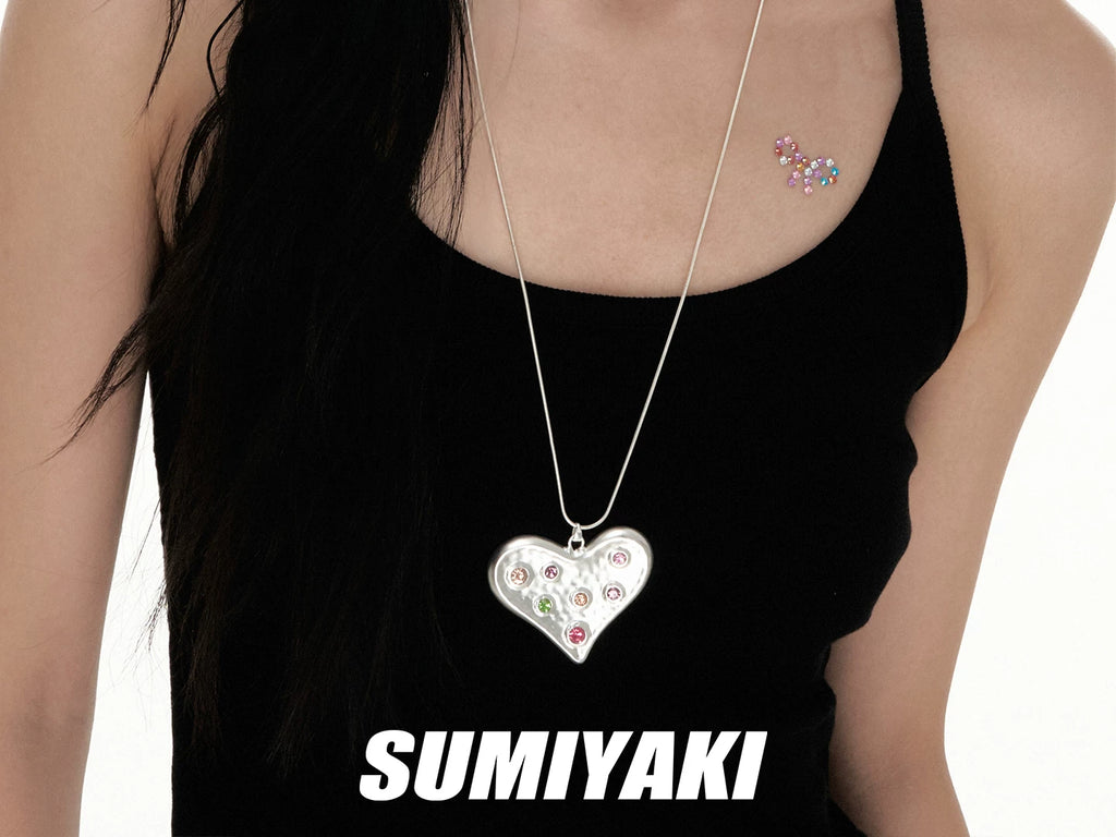 SUMIYAKI Niche Retro Handmade Hammer Pattern Love Necklace