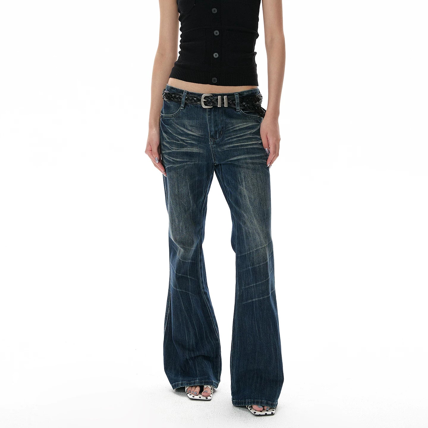 A PUEE Retro Low-rise Straight-leg Slim-fit Jeans