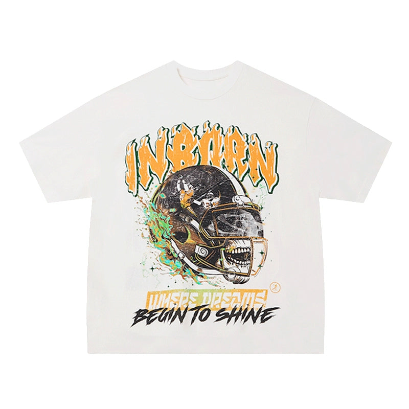 OOTC Retro Skull Helmet Print Tee