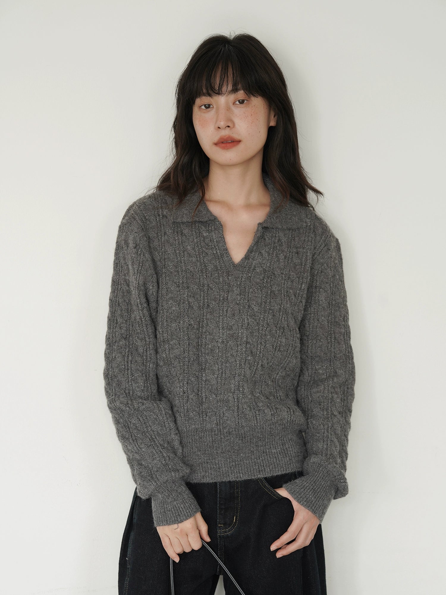 EIGHTHMONTH Vintage Polo Neck Twist Sweater