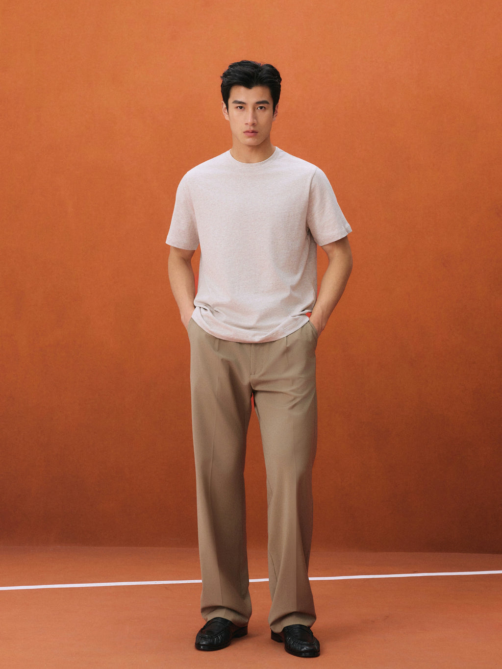 NO LOGO Soft Waxy Skin-friendly Breathable Front Shoulder Tee