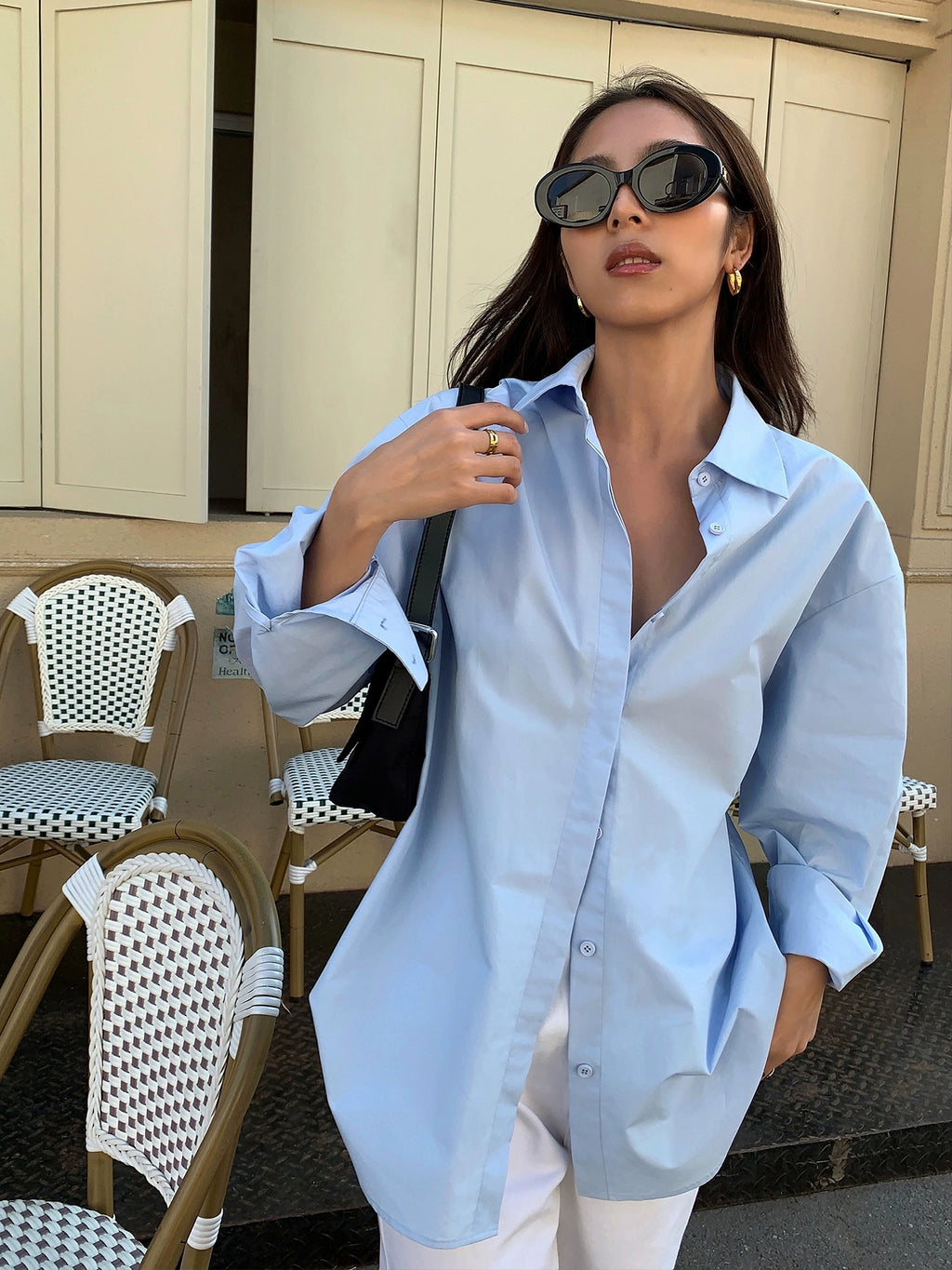 (Clearance) NEVA HU Korean Version Retro Hong Kong Flavor Loose Casual Shirt