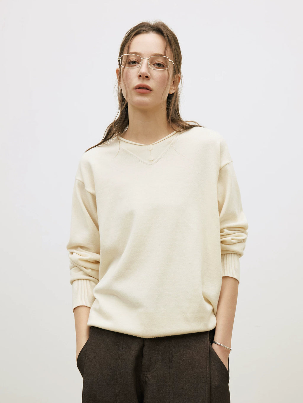 LR Knit Fake Two Pieces Long Sleeves