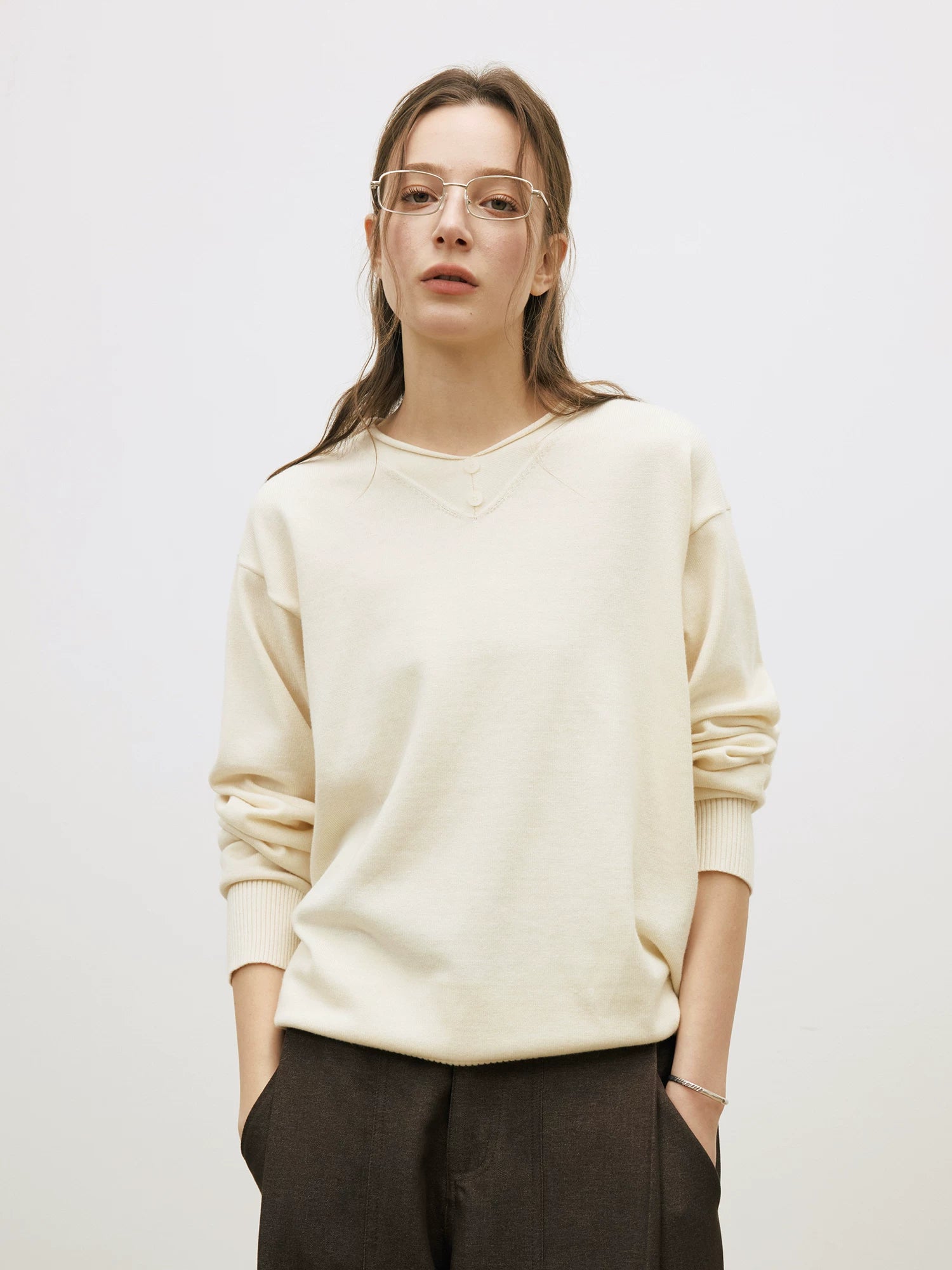 LR Knit Fake Two Pieces Long Sleeves