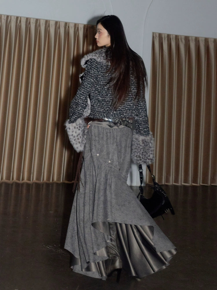 JNYLON Leopard Print Imitation Fur Short Jacket