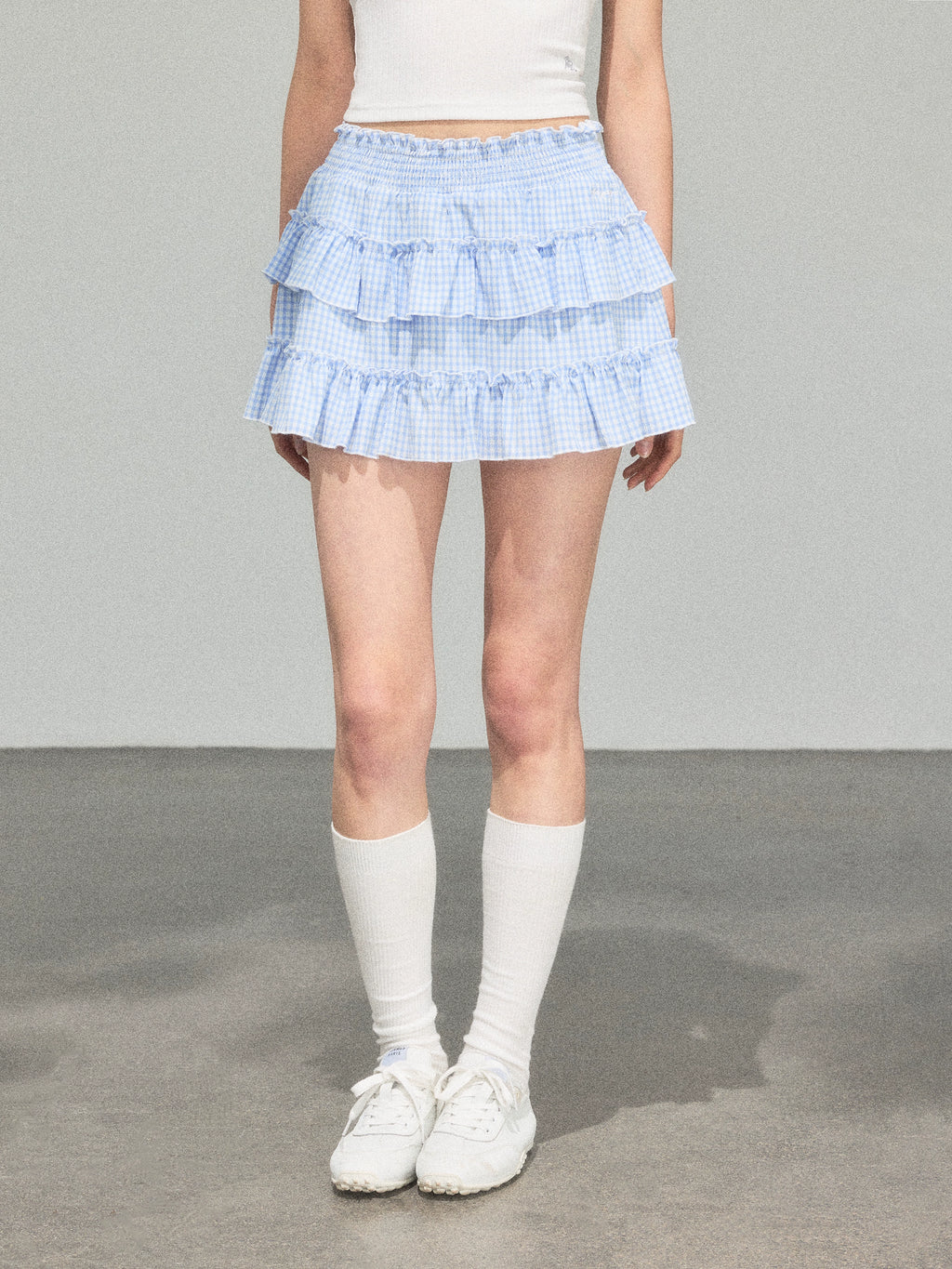 Ariseism Lace Stitching Elastic Waist Tutu Skirt