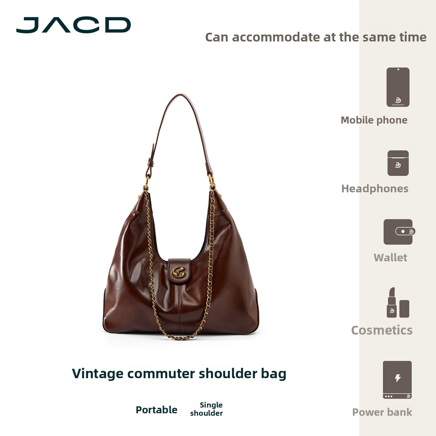 JACD Slack Hobo Brown Underarm Bag