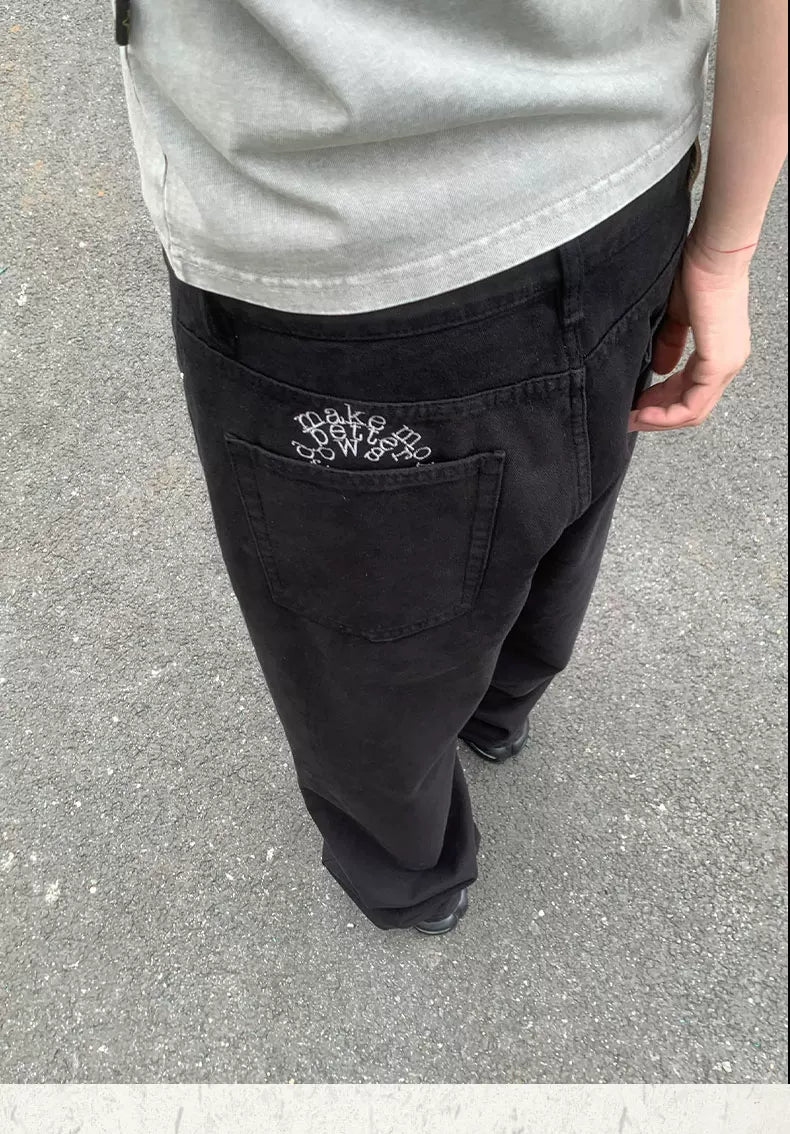 MMBBT Embroidered Casual Versatile Overalls
