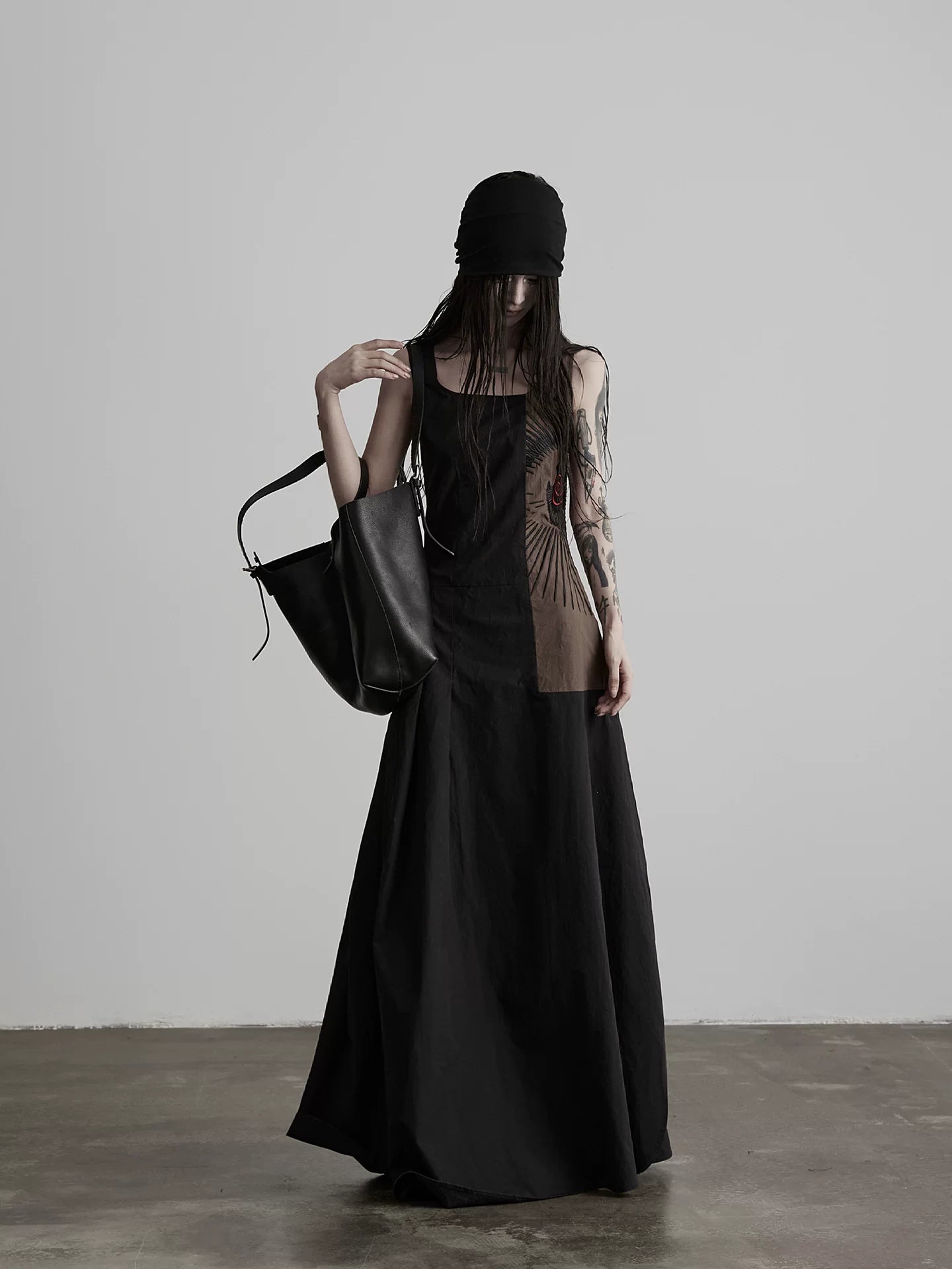 INDULGE Embroidered Square Neck Tank Top Long Skirt