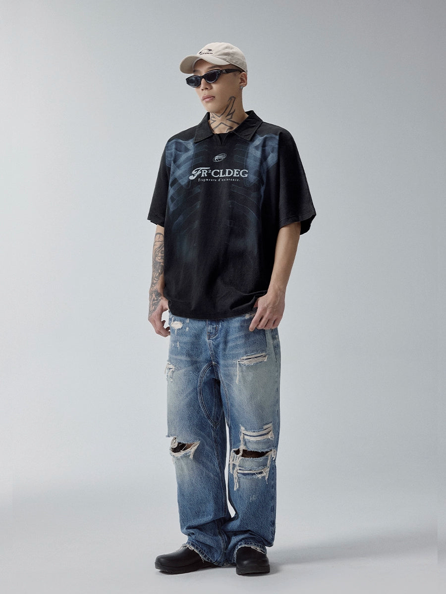 F2CE Washed and Old Casual Versatile POLO Shirt