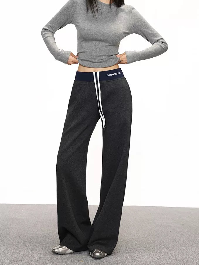 Cherry Melody High Waist Drawstring Casual Micro-pull Pants