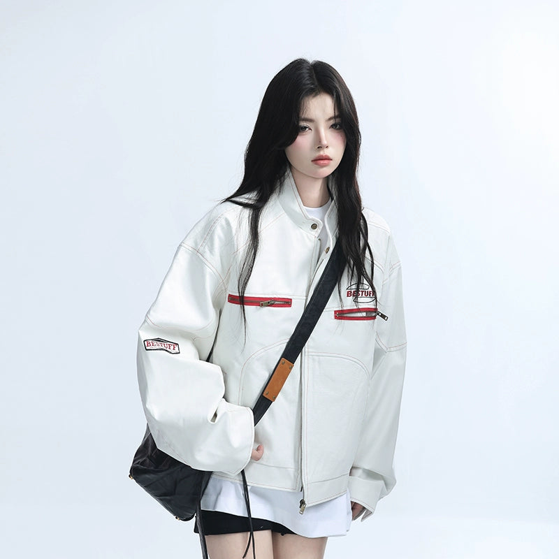 Zuocisankon Vintage Thickened Leather Jacket