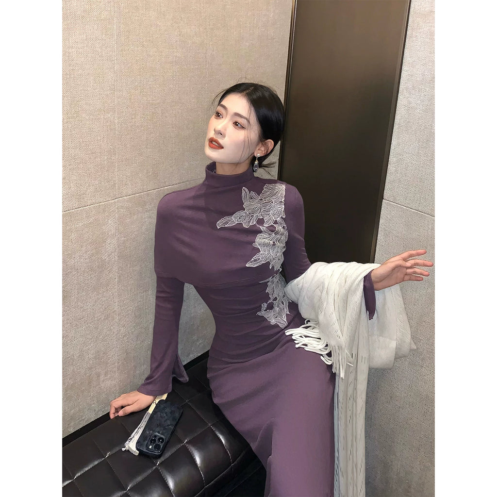 ZIHE Thickened Long Sleeve Knit Dress