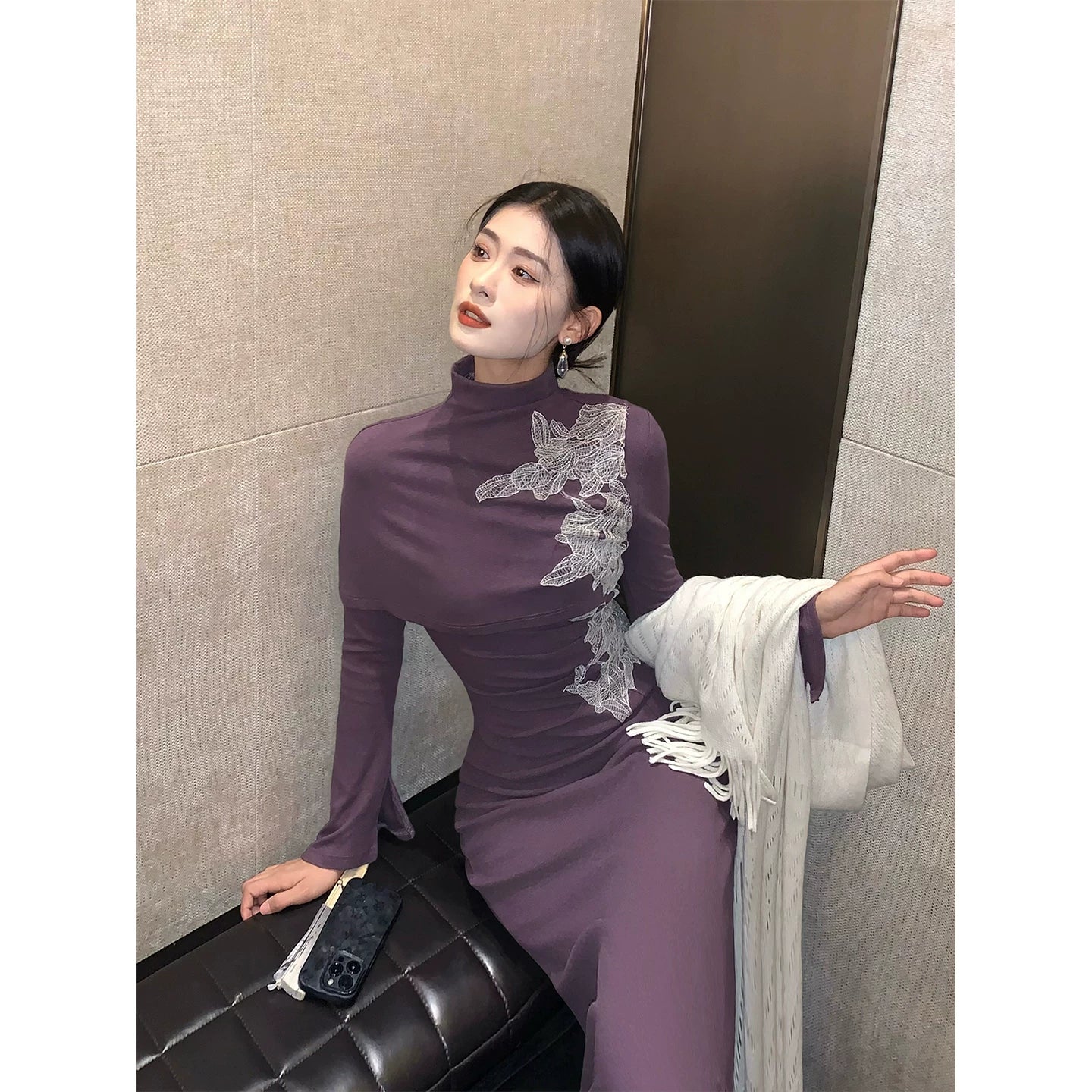 ZIHE Thickened Long Sleeve Knit Dress