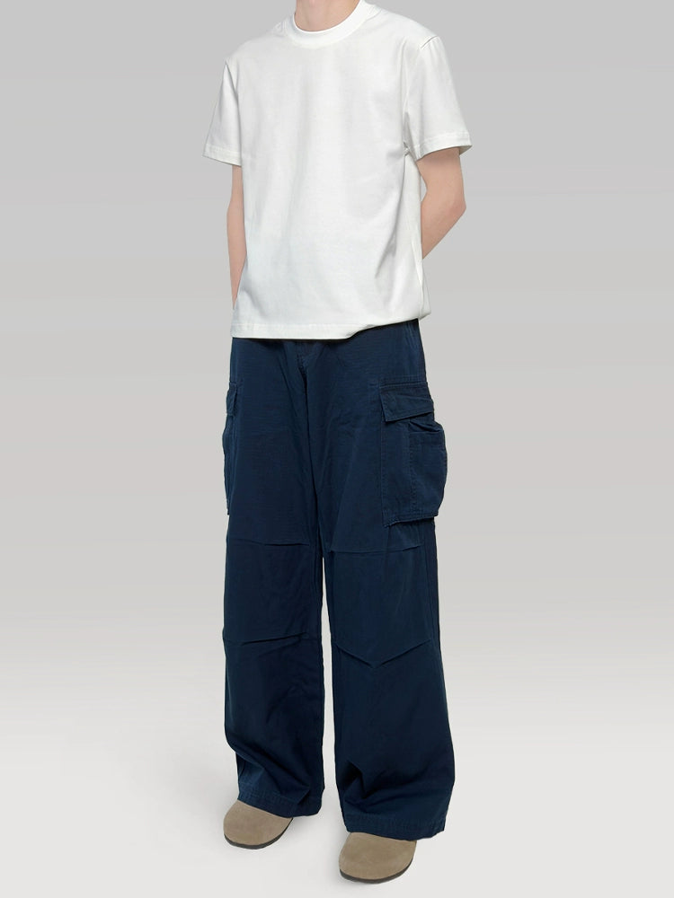 PLUS NO LOGO Washed Loose Wide-leg Cargo Pants
