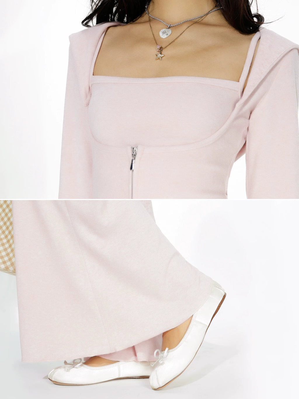 Audwyn Suspender Elastic Hip-wrapped Micro-pull Pants Towel Fleece Sweater Three-piece Set