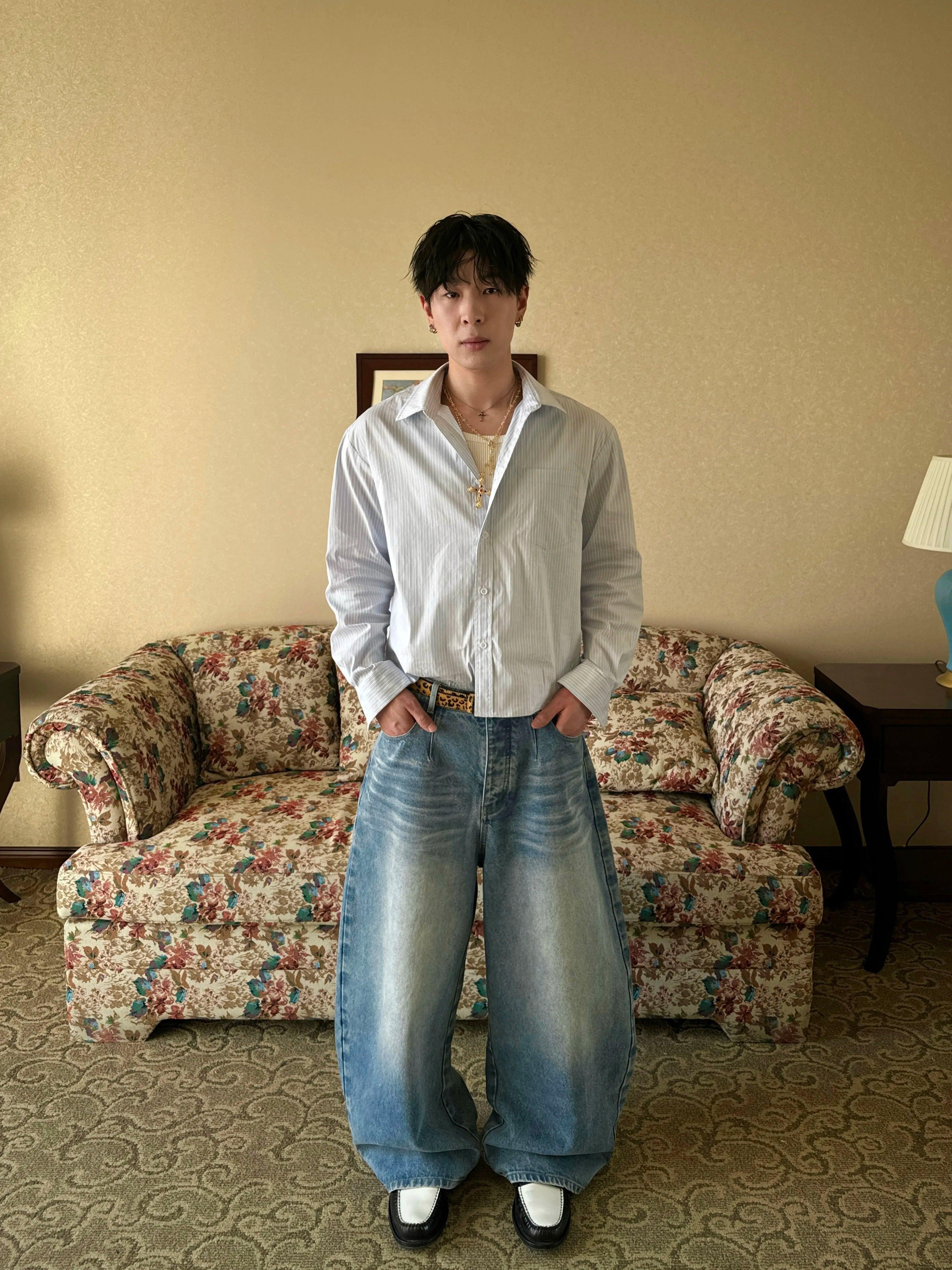 InsGale Textured Lazy Casual Striped Long Sleeve Shirt