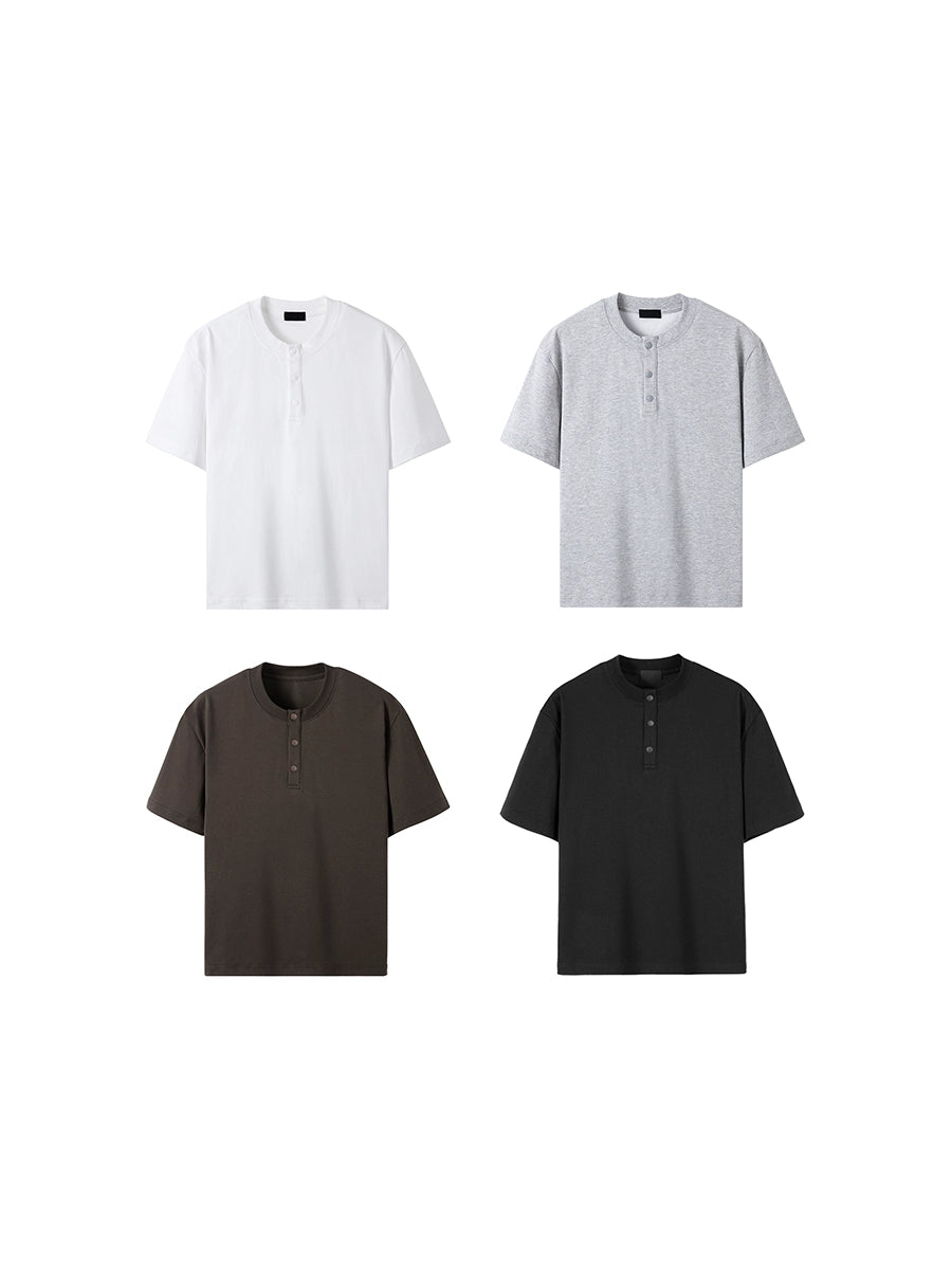PLUS NO LOGO Henry Collar Casual Versatile Tee