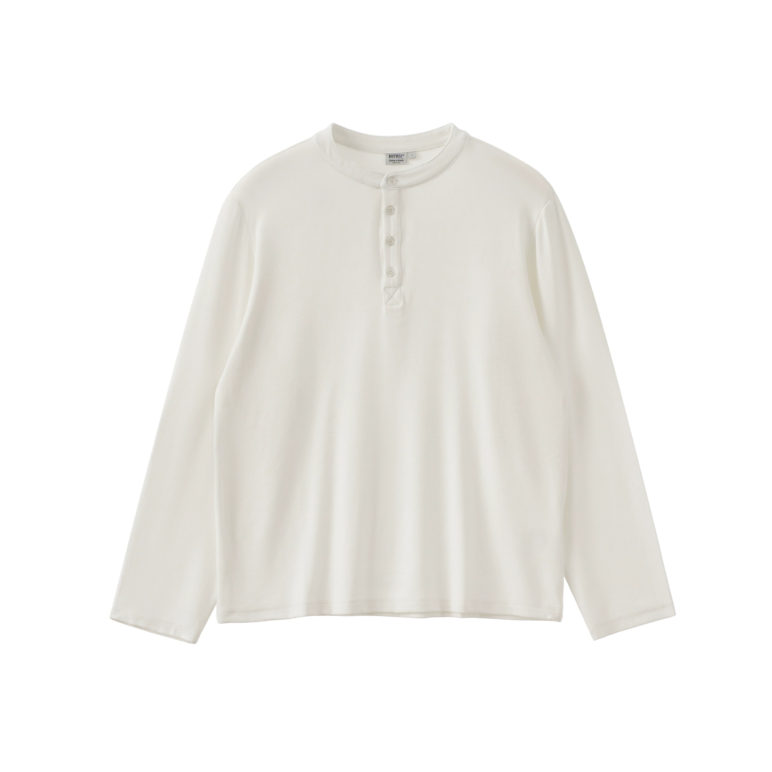 BUTTBILL 24AW Japanese Henry Neck 5% Merino Blended Long Sleeve Tee