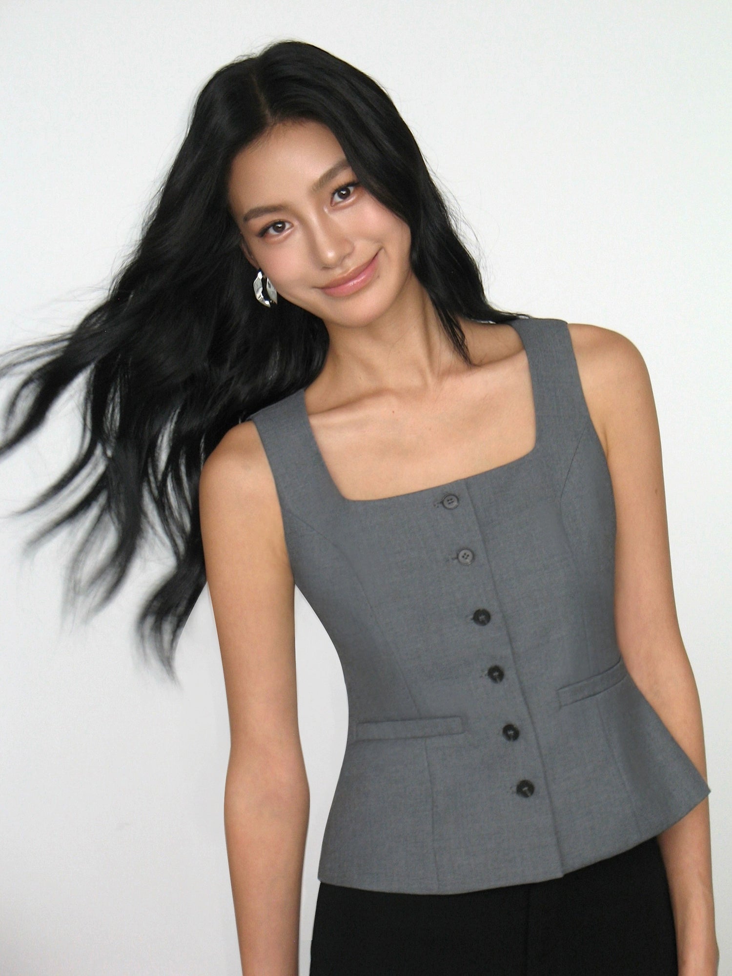 NEVA HU Square Collar Suit Vest