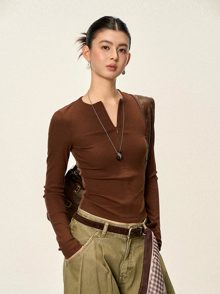 Cherry Melody Slim Slim V-neck Long Sleeves